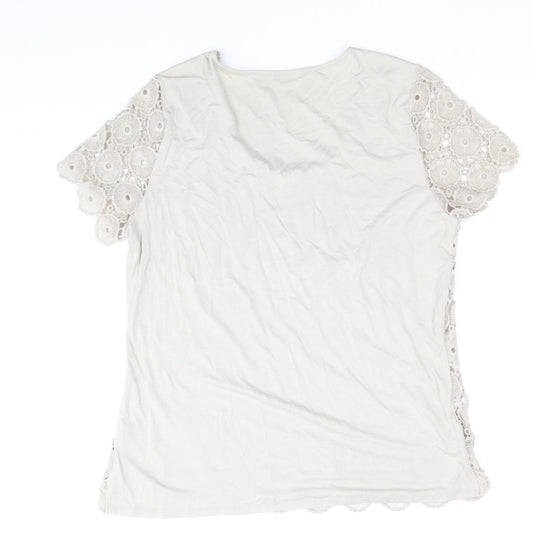 Womens UK Size M Planet Beige Basic T-Shirt