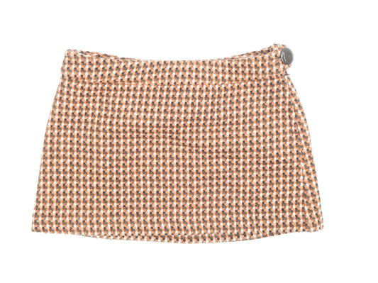 Divided by H&M Womens Orange Plaid Polyester Mini Skirt Size 10 Zip