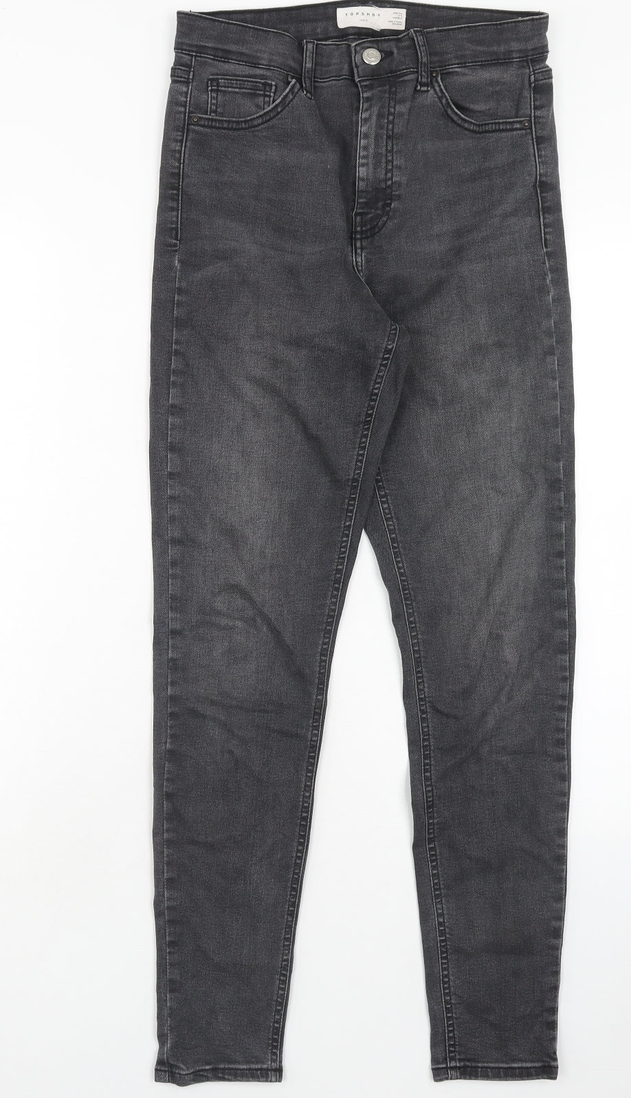 Topshop Womens Black Cotton Skinny Jeans Size 28 in Regular Button