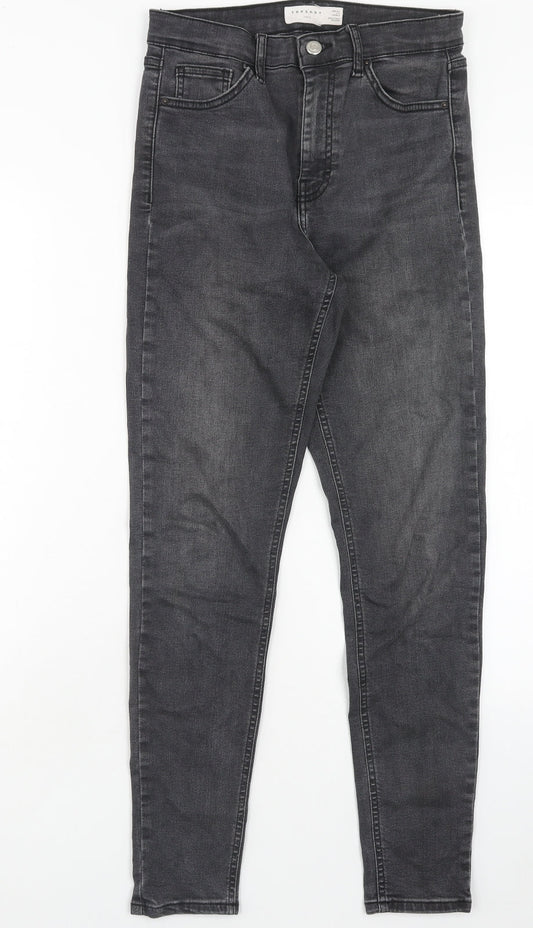 Topshop Womens Black Cotton Skinny Jeans Size 28 in Regular Button
