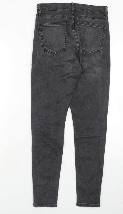 Topshop Womens Black Cotton Skinny Jeans Size 28 in Regular Button