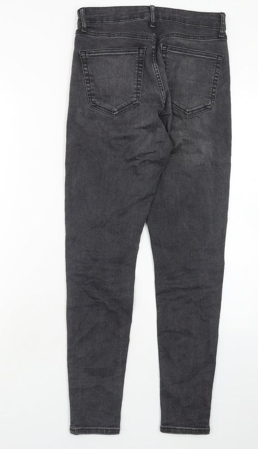 Topshop Womens Black Cotton Skinny Jeans Size 28 in Regular Button