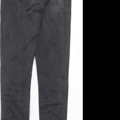 Topshop Womens Black Cotton Skinny Jeans Size 28 in Regular Button