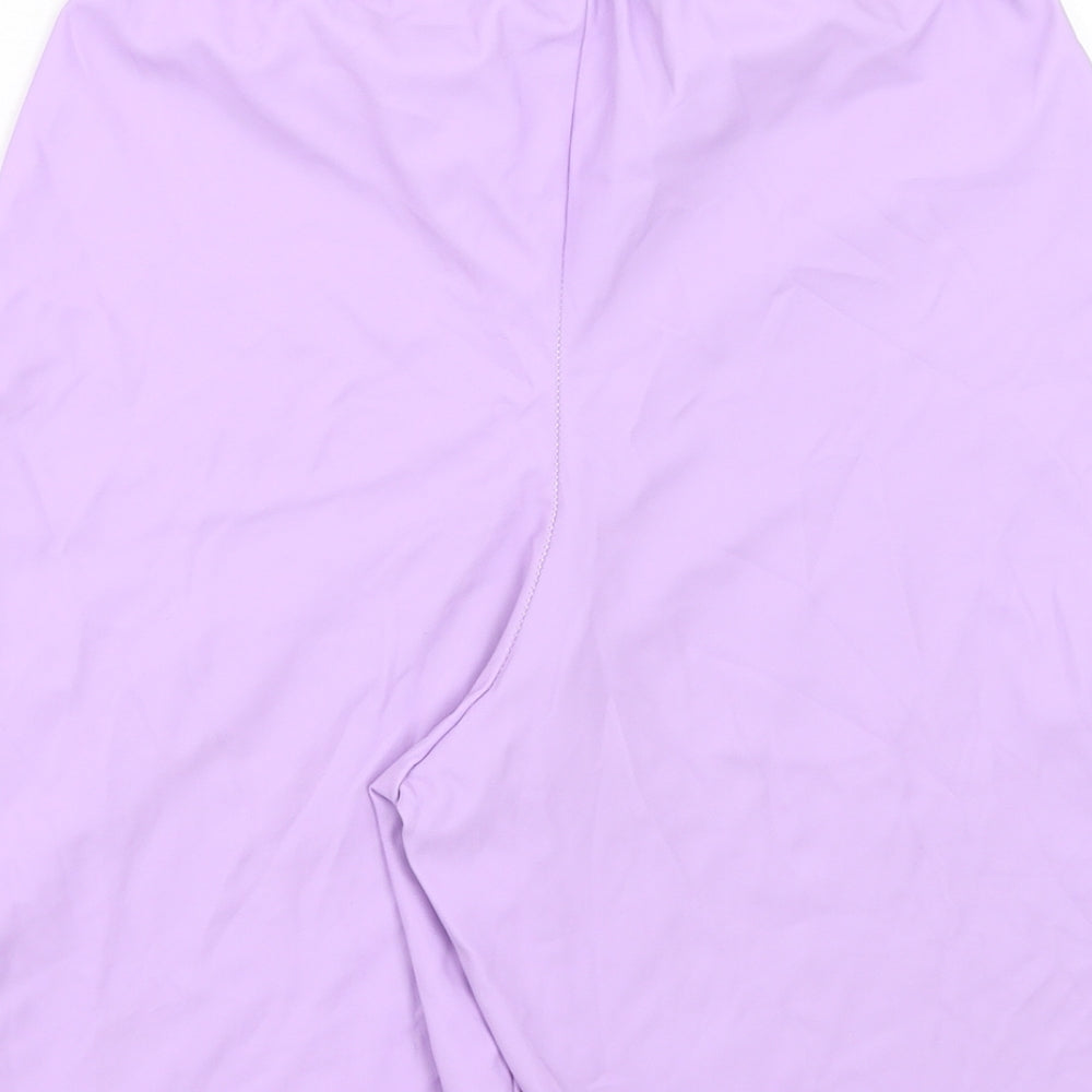 PRETTYLITTLETHING Womens Purple Polyester Compression Shorts Size 8 Regular Pull On