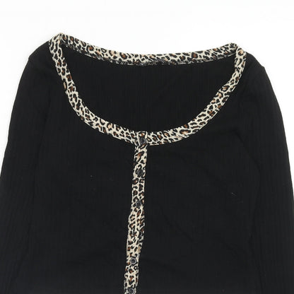 SheIn Womens Black Scoop Neck Cotton Cardigan Jumper Size L