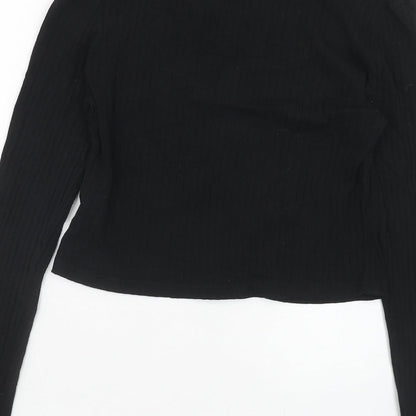 SheIn Womens Black Scoop Neck Cotton Cardigan Jumper Size L