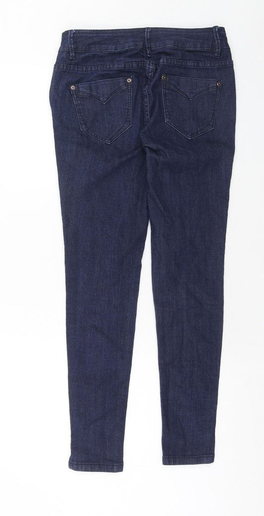 TU Womens Blue Cotton Skinny Jeans Size 10 L28 in Regular Zip