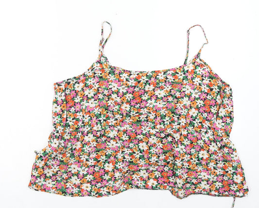 George Womens Multicoloured Floral Viscose Cropped Tank Size 12 Round Neck