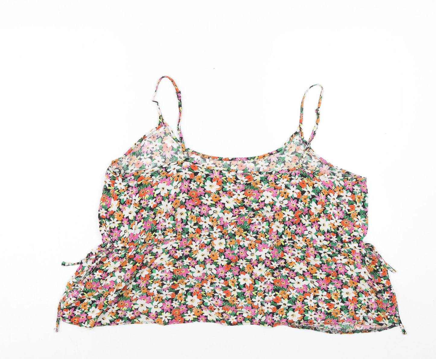 George Womens Multicoloured Floral Viscose Cropped Tank Size 12 Round Neck
