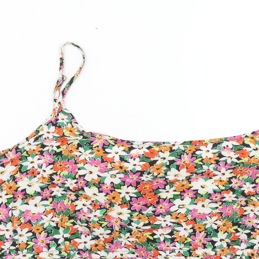 George Womens Multicoloured Floral Viscose Cropped Tank Size 12 Round Neck