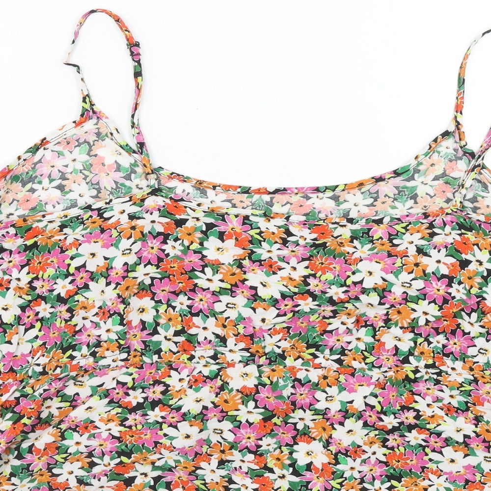 George Womens Multicoloured Floral Viscose Cropped Tank Size 12 Round Neck