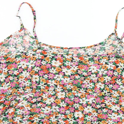 George Womens Multicoloured Floral Viscose Cropped Tank Size 12 Round Neck