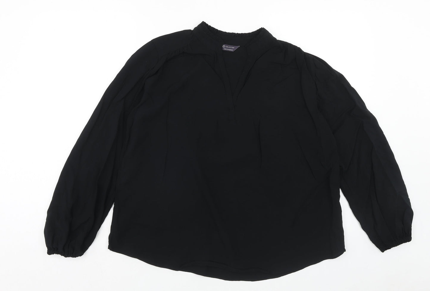 Marks and Spencer Womens Black Viscose Basic Blouse Size 10 V-Neck