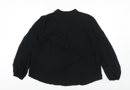 Marks and Spencer Womens Black Viscose Basic Blouse Size 10 V-Neck