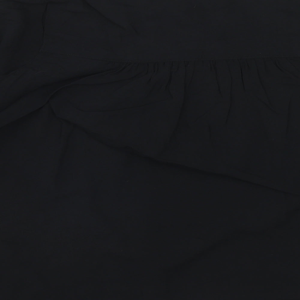Marks and Spencer Womens Black Viscose Basic Blouse Size 10 V-Neck