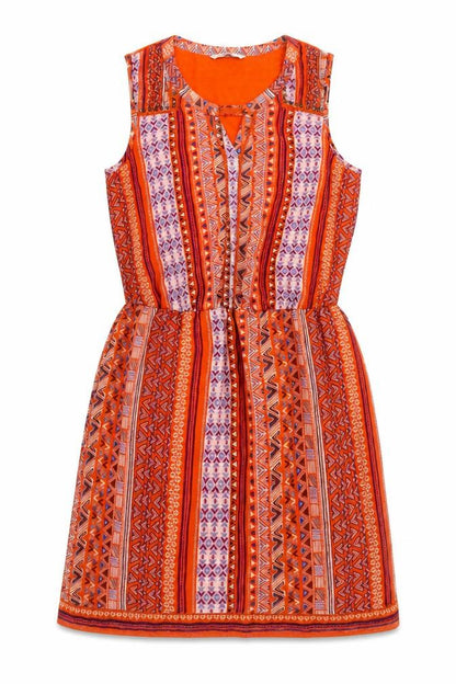 George Womens Multicoloured Geometric Polyester Fit & Flare Size 10 V-Neck Pullover