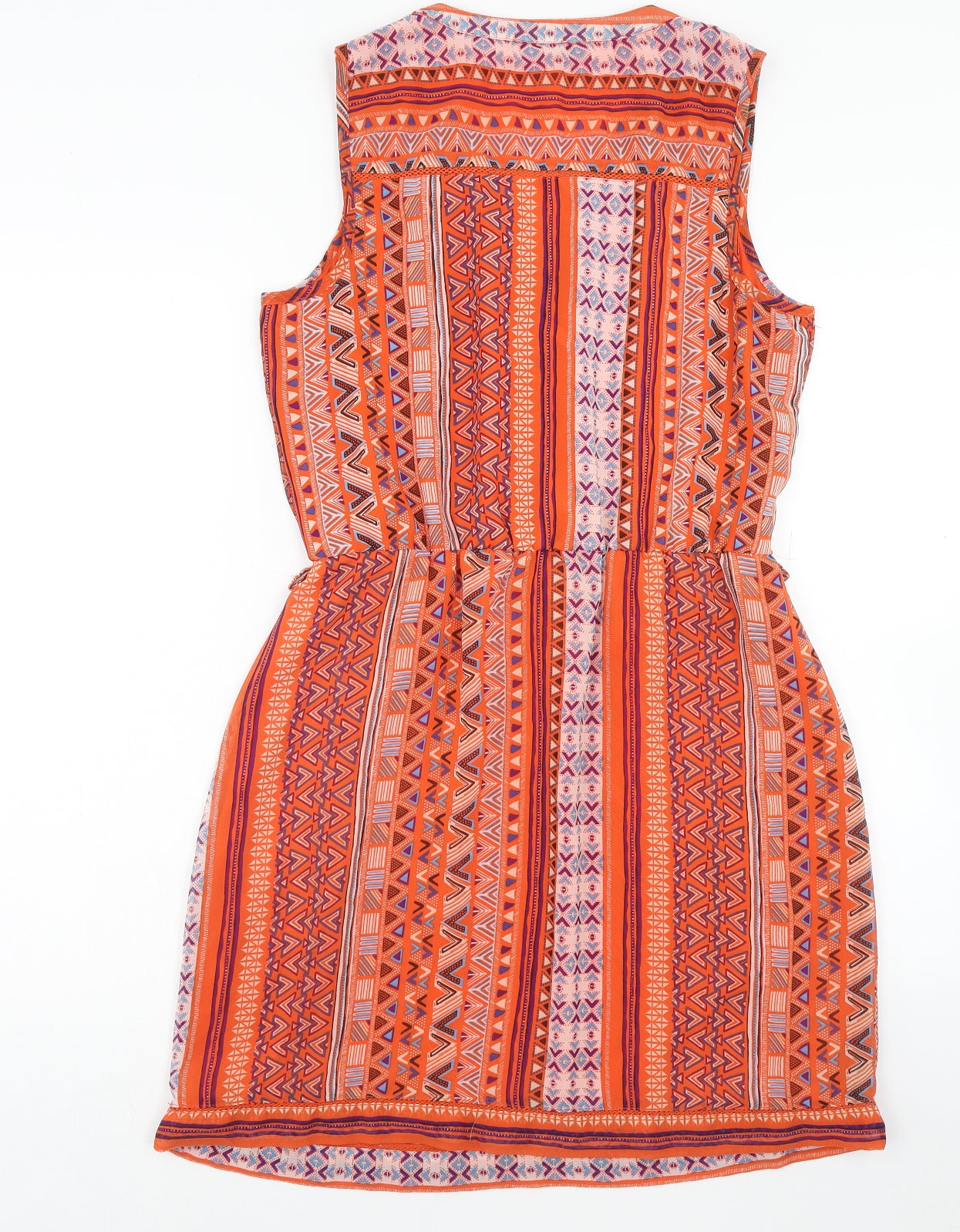 George Womens Multicoloured Geometric Polyester Fit & Flare Size 10 V-Neck Pullover