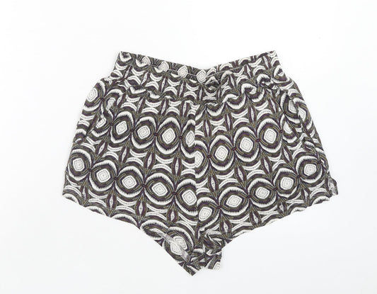 H&M Womens Multicoloured Geometric Viscose Cut-Off Shorts Size XS Regular Pull On