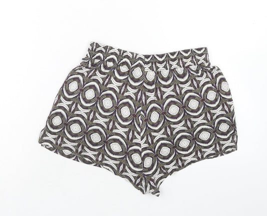 H&M Womens Multicoloured Geometric Viscose Cut-Off Shorts Size XS Regular Pull On