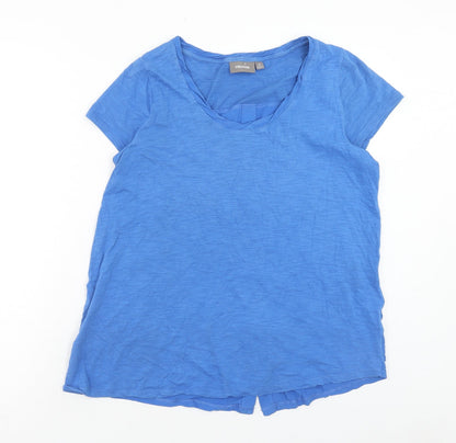 Sussan Womens Blue Cotton Basic T-Shirt Size S Scoop Neck