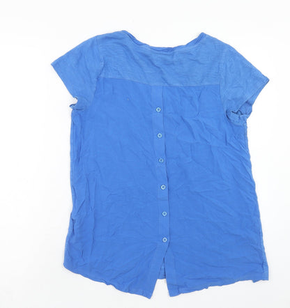 Sussan Womens Blue Cotton Basic T-Shirt Size S Scoop Neck