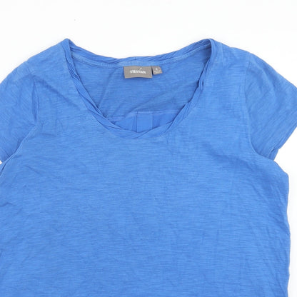 Sussan Womens Blue Cotton Basic T-Shirt Size S Scoop Neck