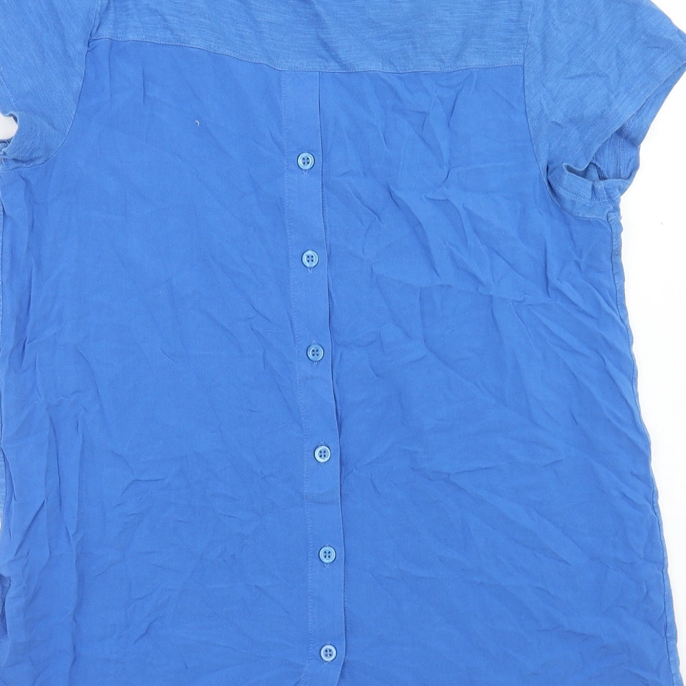 Sussan Womens Blue Cotton Basic T-Shirt Size S Scoop Neck