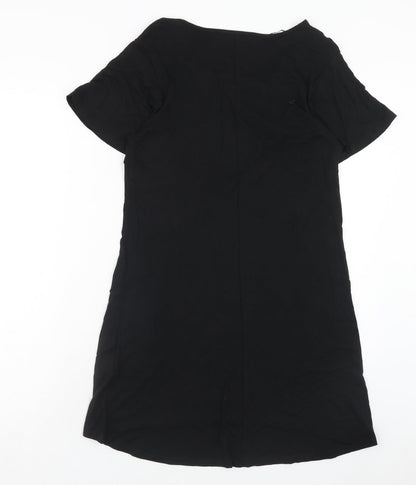 Papaya Womens Black Geometric Viscose A-Line Size 10 Round Neck Pullover