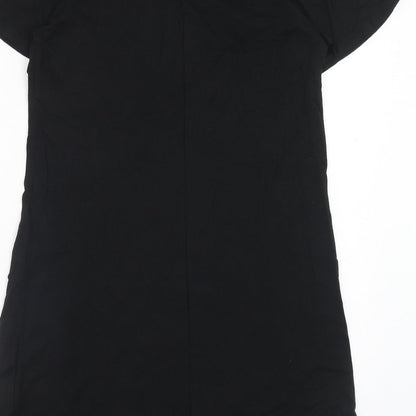 Papaya Womens Black Geometric Viscose A-Line Size 10 Round Neck Pullover
