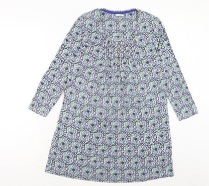 DASH Womens Multicoloured Geometric Viscose A-Line Size 10 Round Neck Pullover