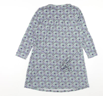 DASH Womens Multicoloured Geometric Viscose A-Line Size 10 Round Neck Pullover