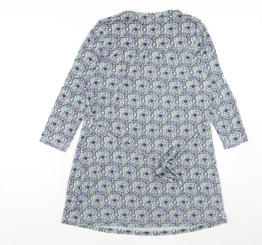 DASH Womens Multicoloured Geometric Viscose A-Line Size 10 Round Neck Pullover