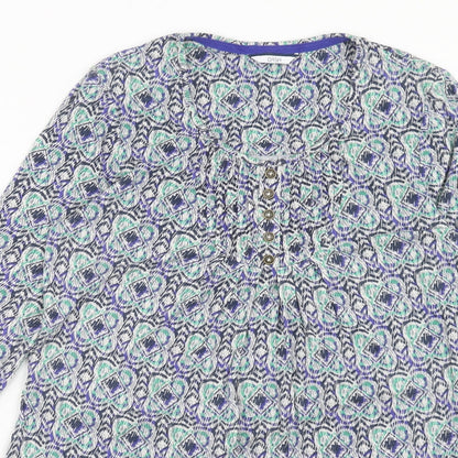 DASH Womens Multicoloured Geometric Viscose A-Line Size 10 Round Neck Pullover