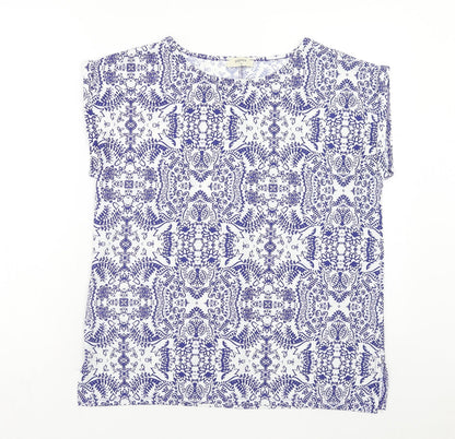 Papaya Womens Blue Geometric Polyester Basic Tank Size 12 Round Neck