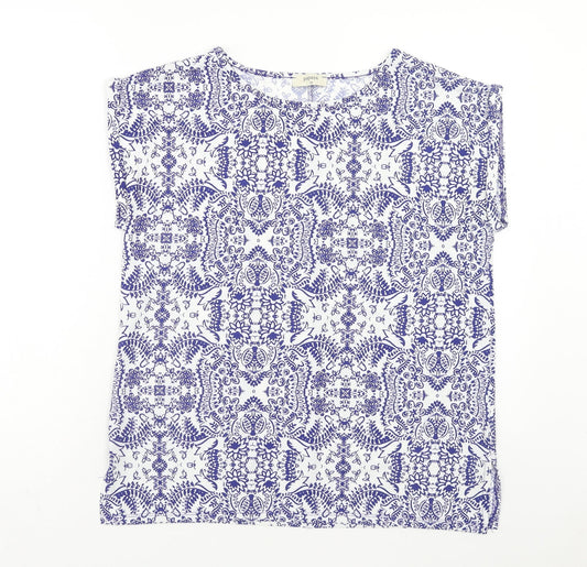 Papaya Womens Blue Geometric Polyester Basic Tank Size 12 Round Neck