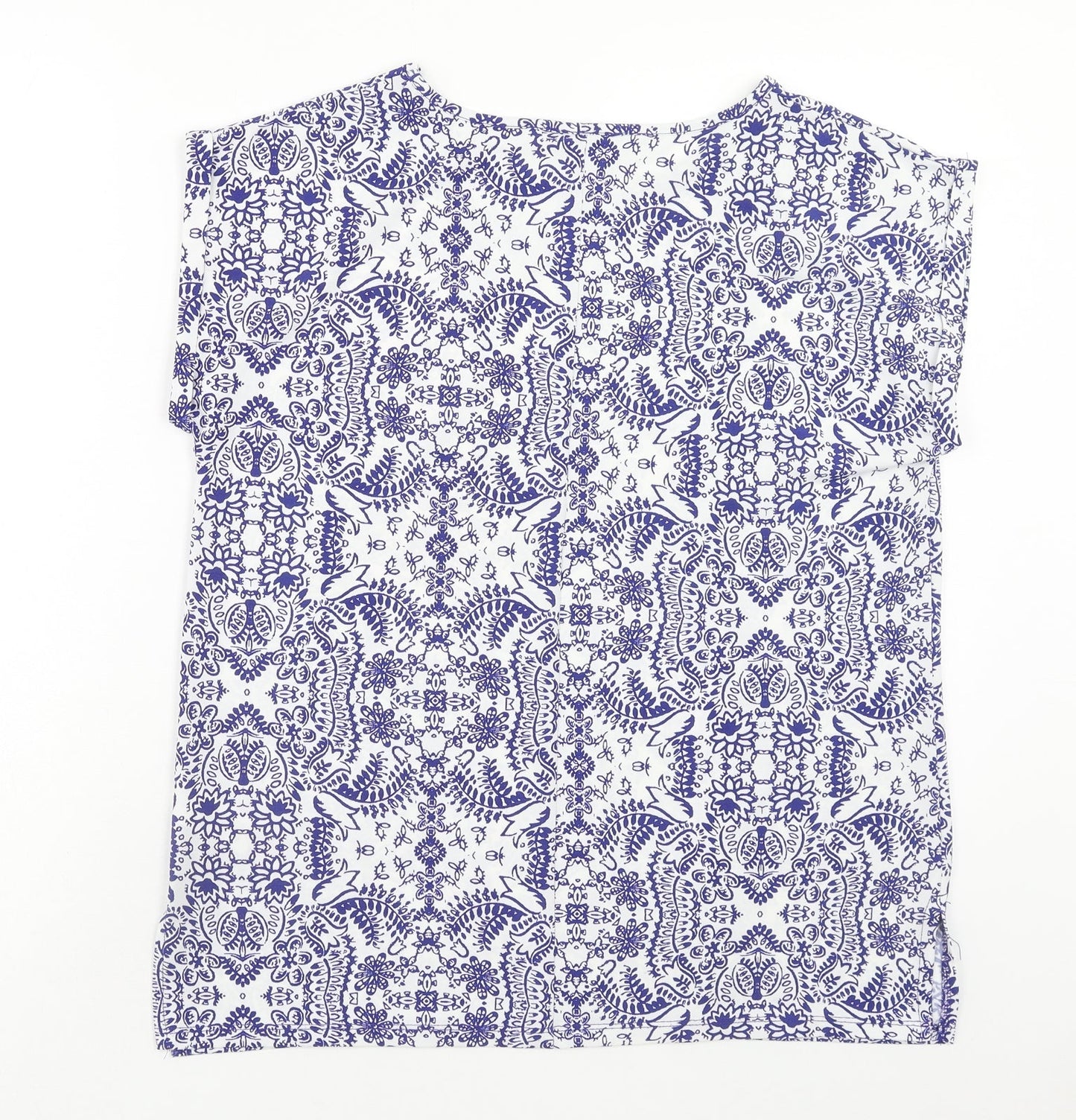 Papaya Womens Blue Geometric Polyester Basic Tank Size 12 Round Neck