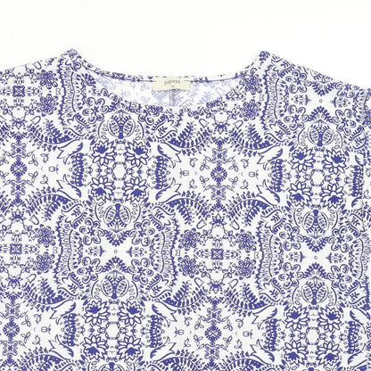 Papaya Womens Blue Geometric Polyester Basic Tank Size 12 Round Neck