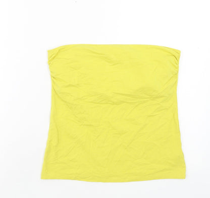 George Womens Yellow Cotton Basic Tank Size 12 Off the Shoulder