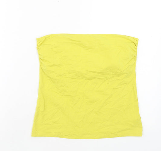 George Womens Yellow Cotton Basic Tank Size 12 Off the Shoulder