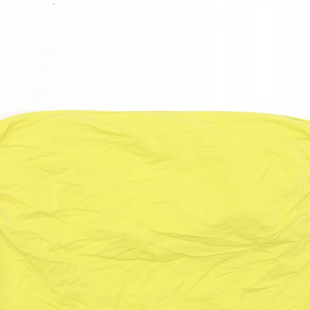 George Womens Yellow Cotton Basic Tank Size 12 Off the Shoulder