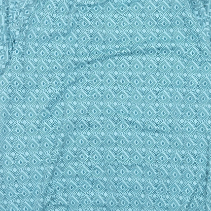 Yidarton Womens Blue Geometric Viscose Basic Blouse Size L V-Neck