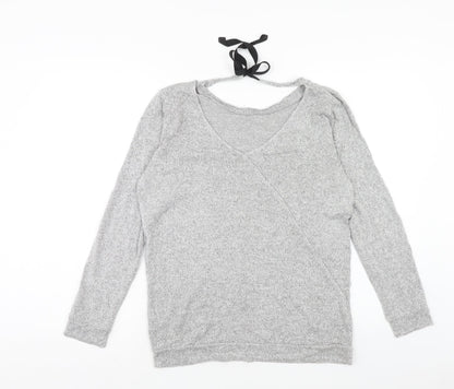Womens UK Size 12 River Island Grey Basic T-Shirt