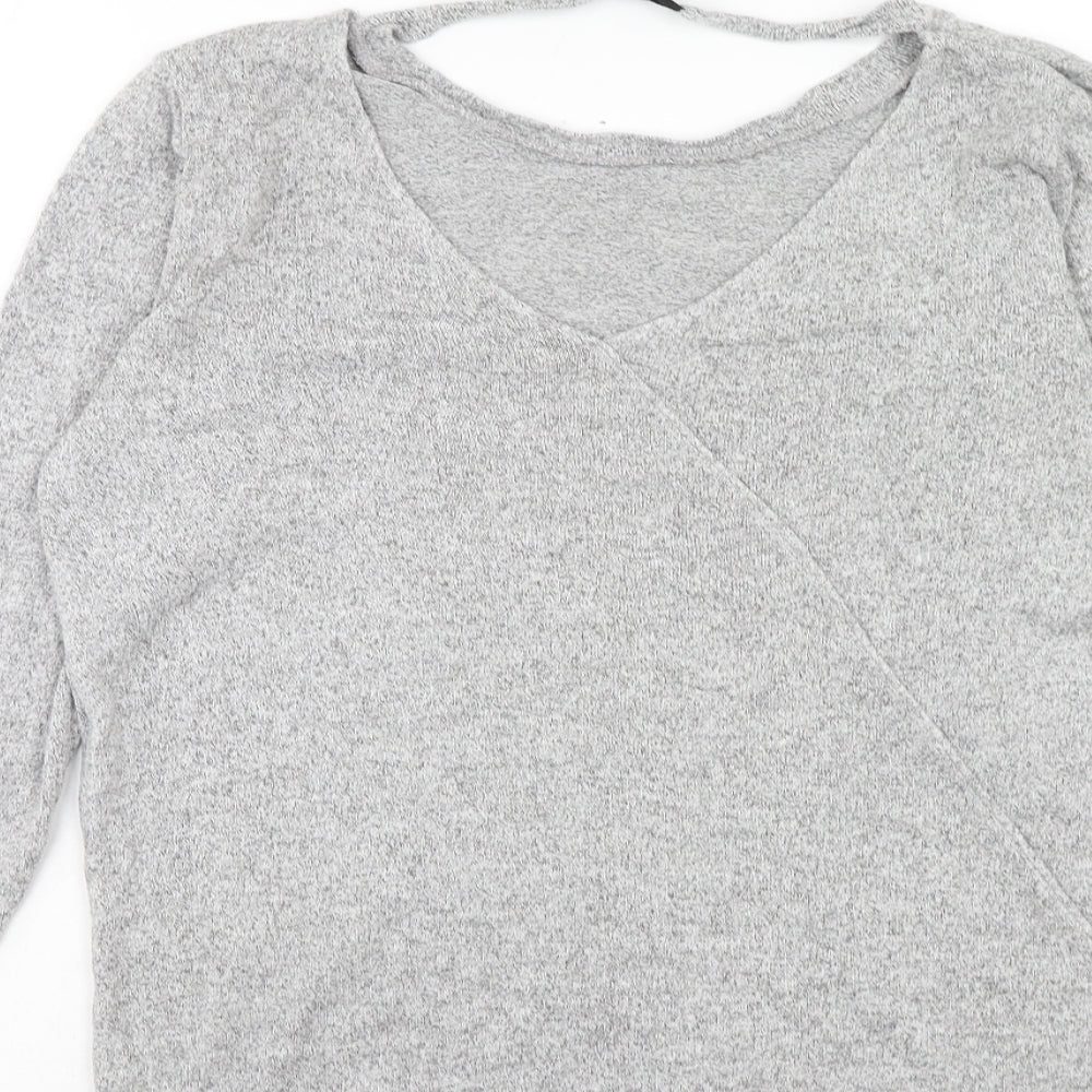 Womens UK Size 12 River Island Grey Basic T-Shirt