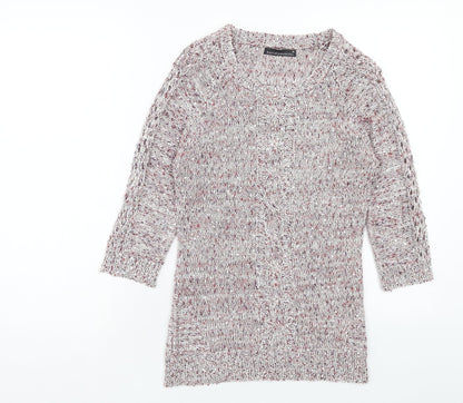 DAVID EMANUEL Womens Pink Round Neck Polyester Pullover Jumper Size XS