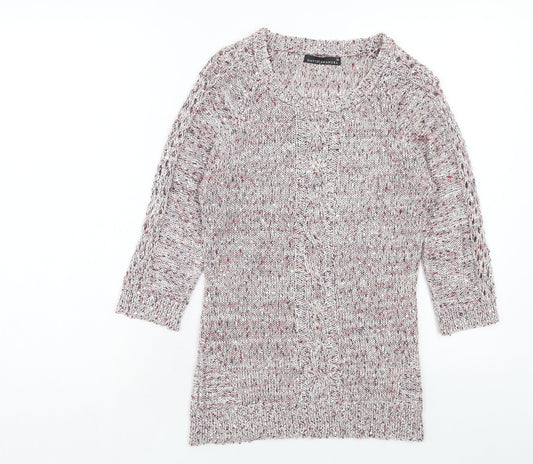 DAVID EMANUEL Womens Pink Round Neck Polyester Pullover Jumper Size XS