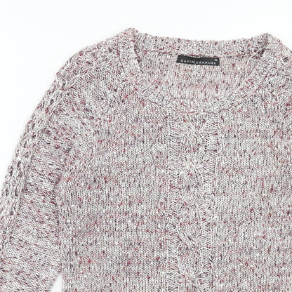 DAVID EMANUEL Womens Pink Round Neck Polyester Pullover Jumper Size XS