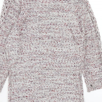 DAVID EMANUEL Womens Pink Round Neck Polyester Pullover Jumper Size XS