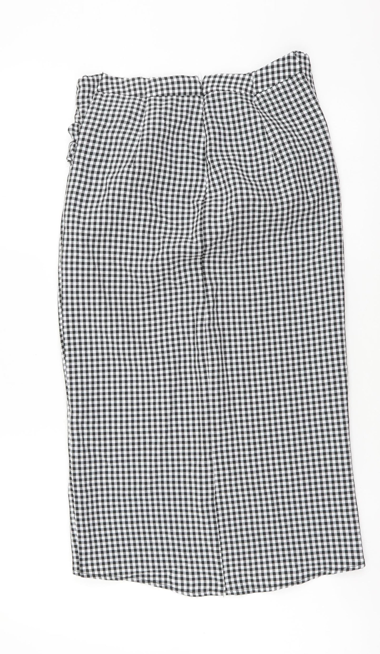 Mango Womens Black Check Polyester Straight & Pencil Skirt Size XS Zip