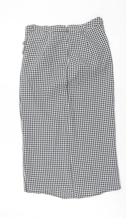 Mango Womens Black Check Polyester Straight & Pencil Skirt Size XS Zip