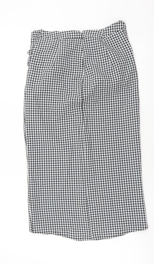 Mango Womens Black Check Polyester Straight & Pencil Skirt Size XS Zip